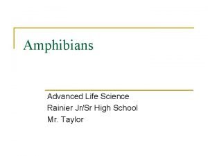 Amphibians Advanced Life Science Rainier JrSr High School