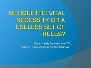 Importance of netiquette