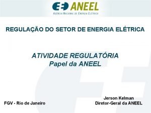 REGULAO DO SETOR DE ENERGIA ELTRICA ATIVIDADE REGULATRIA