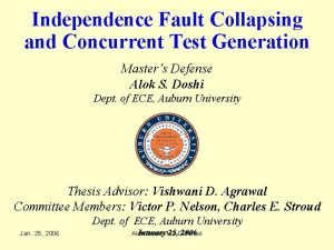 Independence Fault Collapsing and Concurrent Test Generation Masters