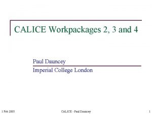 CALICE Workpackages 2 3 and 4 Paul Dauncey