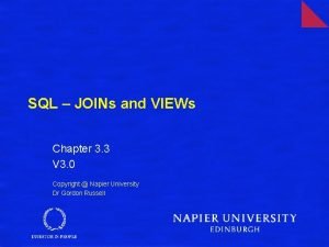 SQL JOINs and VIEWs Chapter 3 3 V