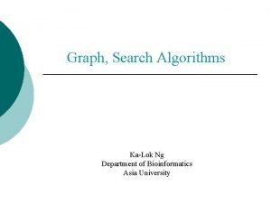 Graph Search Algorithms KaLok Ng Department of Bioinformatics