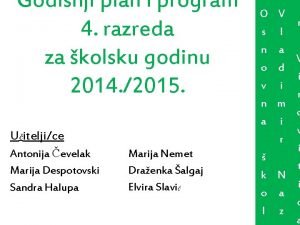 Godinji plan i program 4 razreda za kolsku