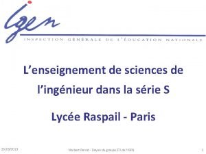 Lenseignement de sciences de lingnieur dans la srie