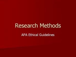 Apa ethical guidelines animal research