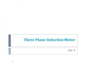 Three Phase Induction Motor Unit 4 1 Introduction