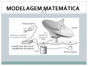 MODELAGEM MATEMTICA Introduo O objetivo da modelagem determinar