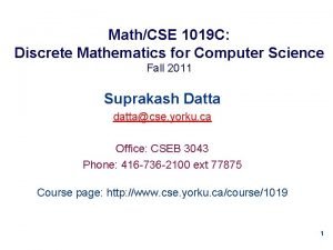 MathCSE 1019 C Discrete Mathematics for Computer Science