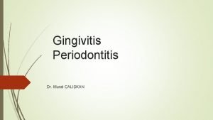 Gingivitis Periodontitis Dr Murat ALIKAN GINGIVITIS Gingivitis refers