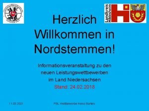 Herzlich Willkommen in Nordstemmen Informationsveranstaltung zu den neuen