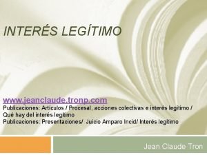 INTERS LEGTIMO www jeanclaude tronp com Publicaciones Artculos