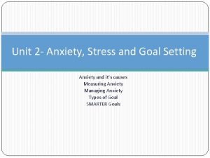 Unit 2 Anxiety Stress and Goal Setting Anxiety