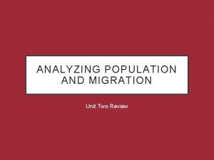 ANALYZING POPULATION AND MIGRATION Unit Two Review Birth