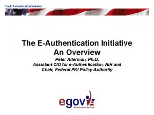 The EAuthentication Initiative An Overview Peter Alterman Ph