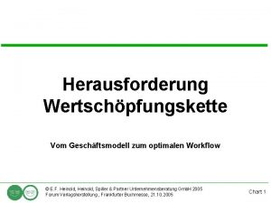 Herausforderung Wertschpfungskette Vom Geschftsmodell zum optimalen Workflow E