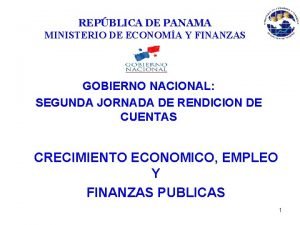 REPBLICA DE PANAMA MINISTERIO DE ECONOMA Y FINANZAS