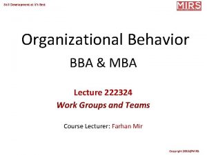 Skill Development at its Best Organizational Behavior BBA