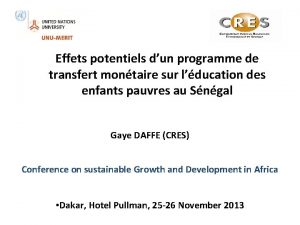 Effets potentiels dun programme de transfert montaire sur