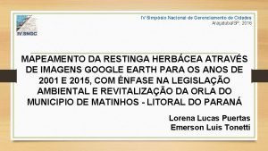 IV Simpsio Nacional de Gerenciamento de Cidades AraatubaSP