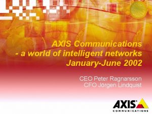 AXIS Communications a world of intelligent networks JanuaryJune