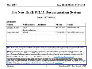 May 2007 doc IEEE 802 11 070767 r