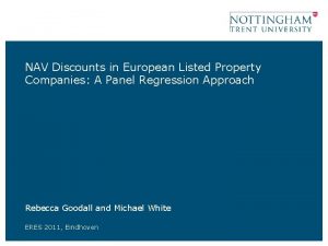 NAV Discounts in European Listed Property Companies A