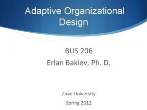 Adaptive Organizational Design BUS 206 Erlan Bakiev Ph