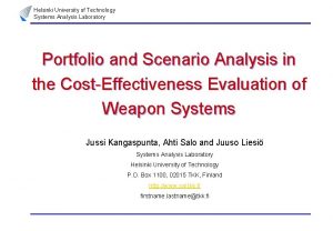 Helsinki University of Technology Systems Analysis Laboratory Portfolio