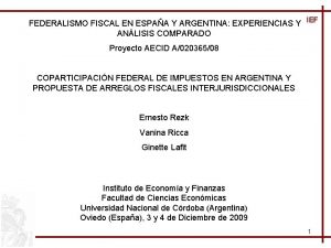 FEDERALISMO FISCAL EN ESPAA Y ARGENTINA EXPERIENCIAS Y