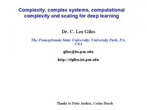 Complexity complex systems computational complexity and scaling for