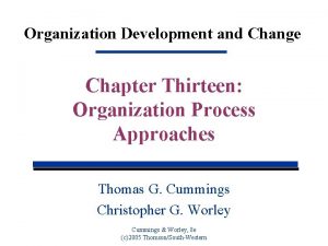 Organization Development and Change Chapter Thirteen Organization Process