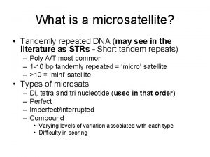 What is a microsatellite Tandemly repeated DNA may