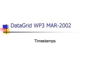 Data Grid WP 3 MAR2002 Timestamps Timestamps n