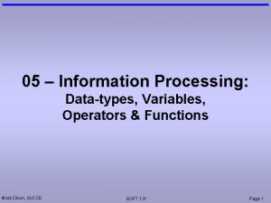 05 Information Processing Datatypes Variables Operators Functions Mark
