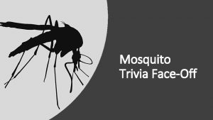 Mosquito Trivia FaceOff What does a female mosquito