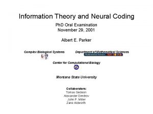 Information theory and neural coding Information theory and neural coding