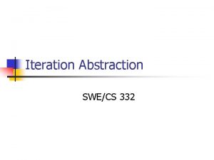 Iteration Abstraction SWECS 332 Iterator Interface public Interface