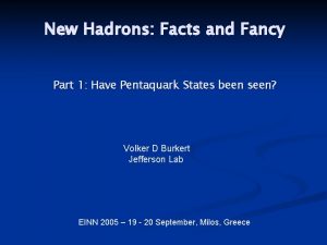 New Hadrons Facts and Fancy Part 1 Have