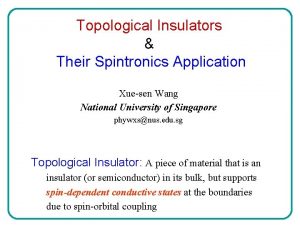 Topological Insulators Their Spintronics Application Xuesen Wang National