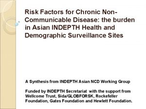 Risk Factors for Chronic Non Communicable Disease the