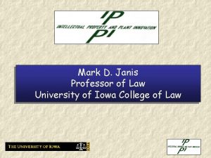 Mark D Janis Professor of Law University of