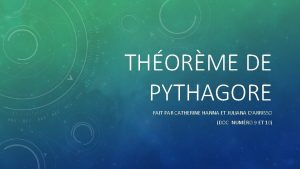 THORME DE PYTHAGORE FAIT PAR CATHERINE HANNA ET