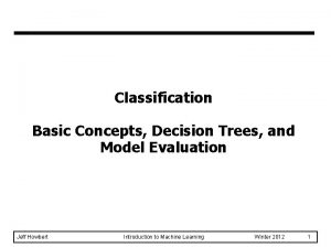 Classification Basic Concepts Decision Trees and Model Evaluation