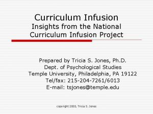 Curriculum Infusion Insights from the National Curriculum Infusion