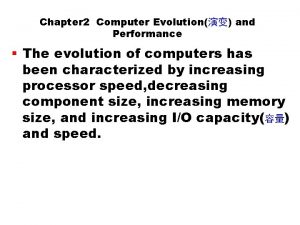 Computer evolution and performance