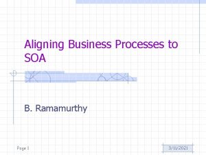 Aligning Business Processes to SOA B Ramamurthy Page