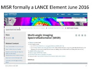 MISR formally a LANCE Element June 2016 3112021