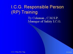 I C G Responsible Person RP Training Ty