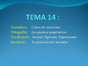 TEMA 14 Gramtica Ortografa Vocabulario Escritura Clases de
